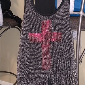 Pink Sequin Cross Short
